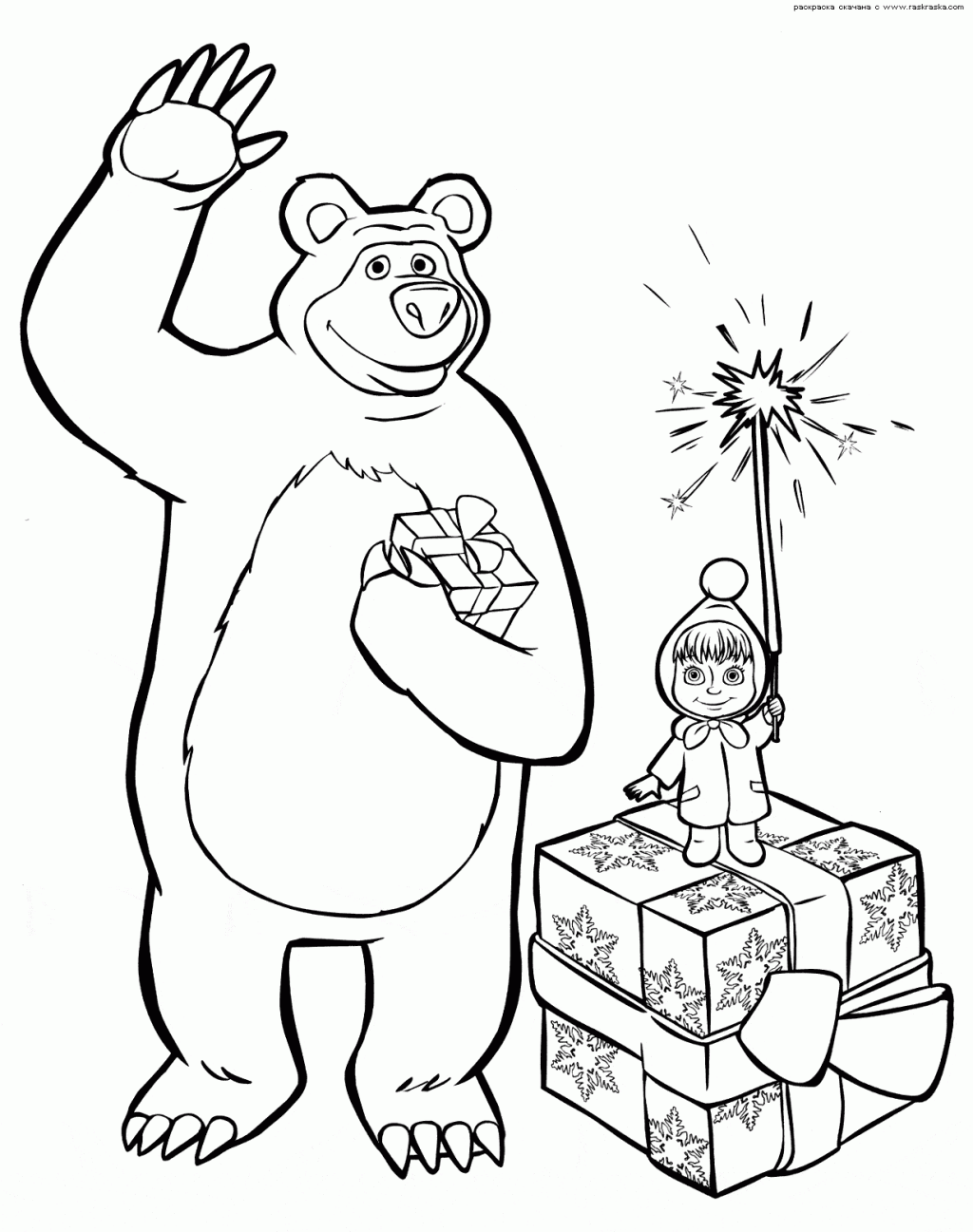 Розмальовки Маша і Ведмідь маша і ведмідь, розмальовки, подарунки, новий рік