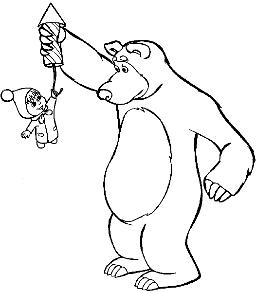 Розмальовки Маша і Ведмідь маша і ведмідь, розфарбування, фейрверк, для дітей