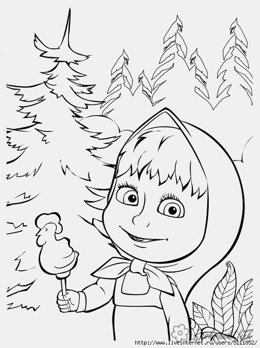Розмальовки Маша і Ведмідь розмальовки для дітей, маша и медведь, природа, ліс