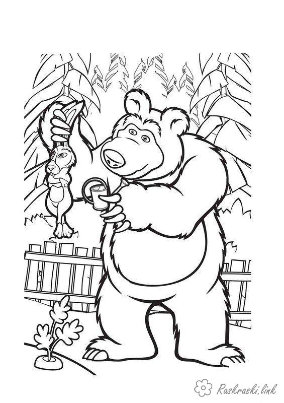 Розмальовки мультфільми розмальовки, маша и медведь, заєць