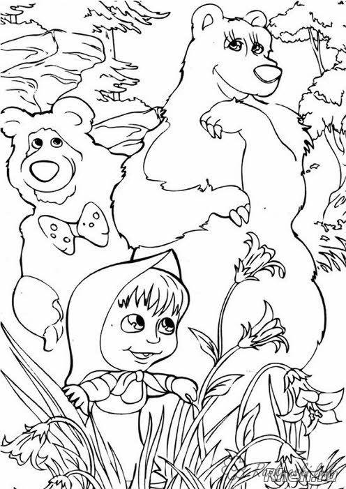 Розмальовки мультфільми маша и медведи