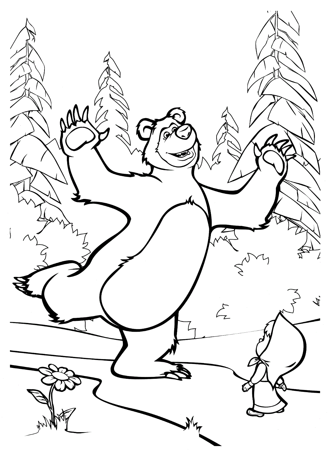 Розмальовки мультфільми розмальовки маша і ведмідь, ліс, дерева
