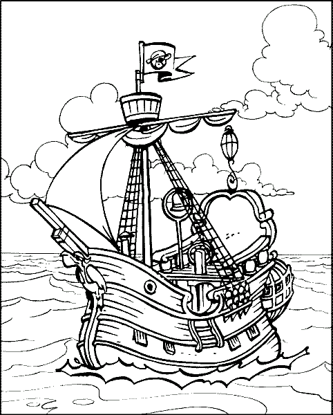 Розмальовки Кораблі розфарбування для дітей піратський корабель