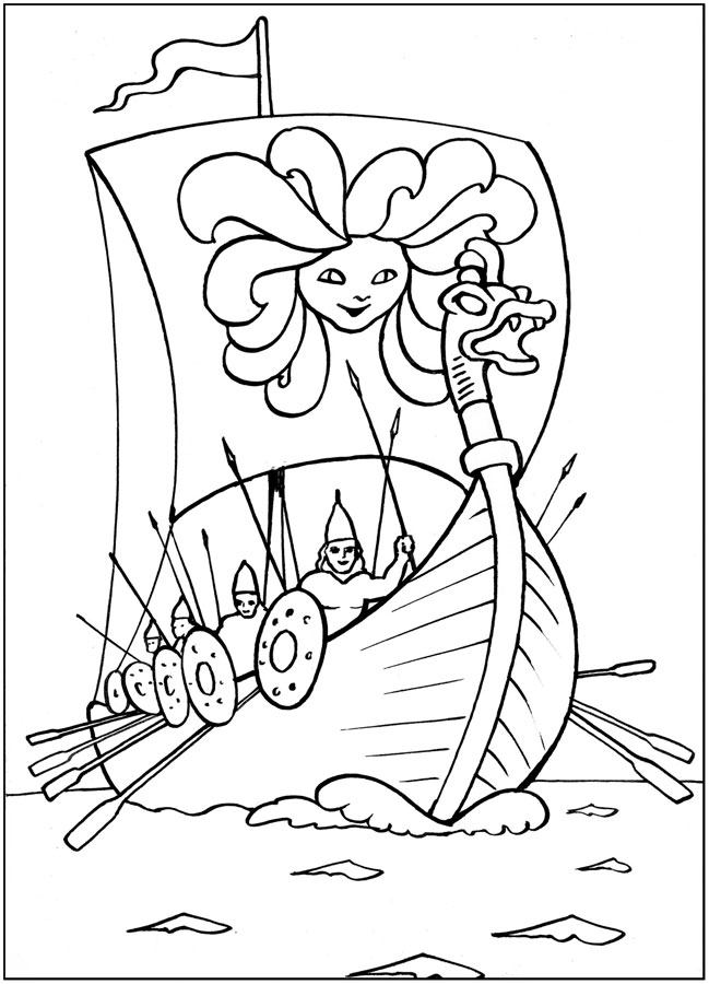 Розмальовки Кораблі корабель з військом, розмальовки для дітей, сонце
