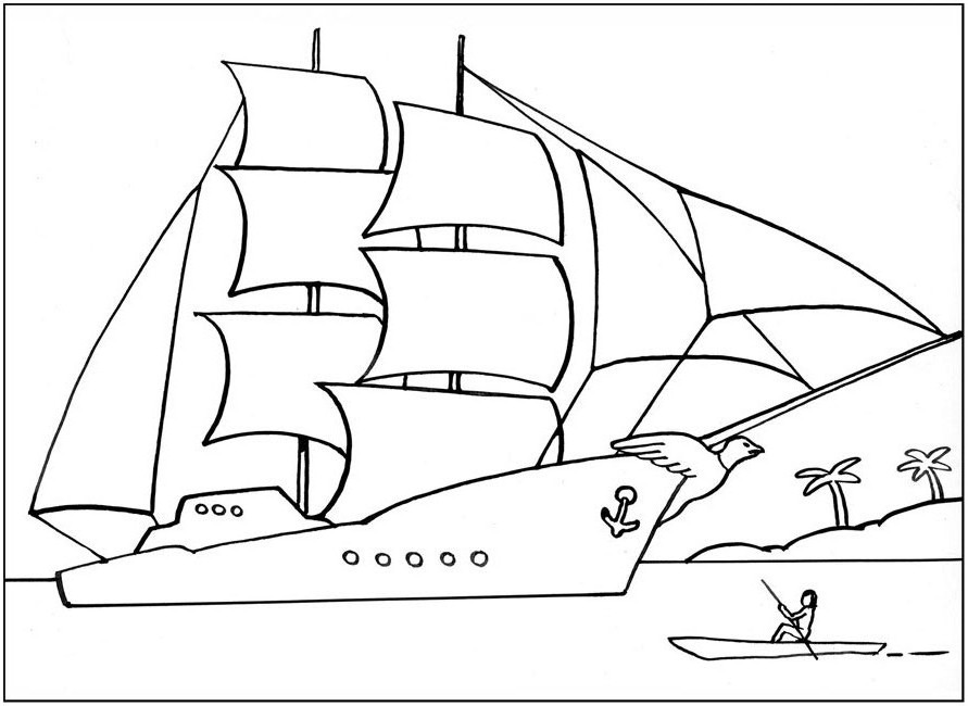 Розмальовки Кораблі розфарбування для хлопчиків, корабель, човен 