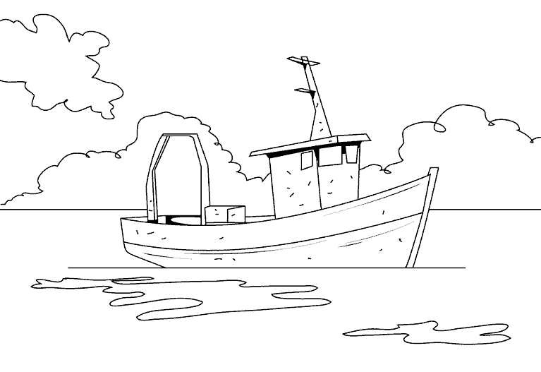 Розмальовки кораблі розфарбування для хлопчиків катер