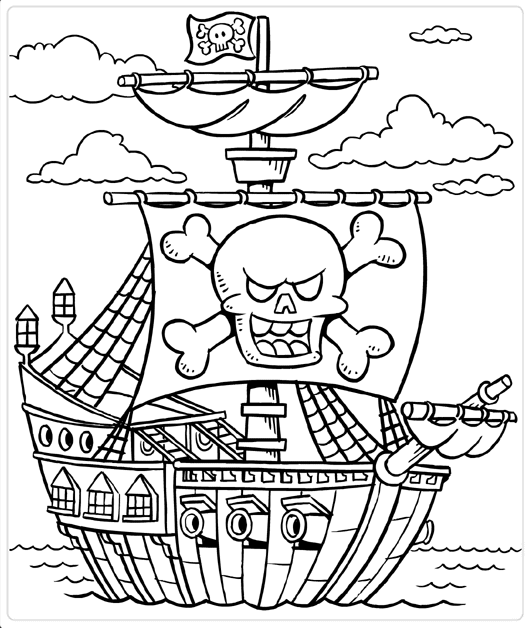 Розмальовки хлопчиків розфарбування, піратський корабель, для хлопчиків