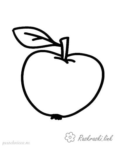 Розмальовки Яблука  Яблуко, з аркушем, Свіжозібране, розфарбування