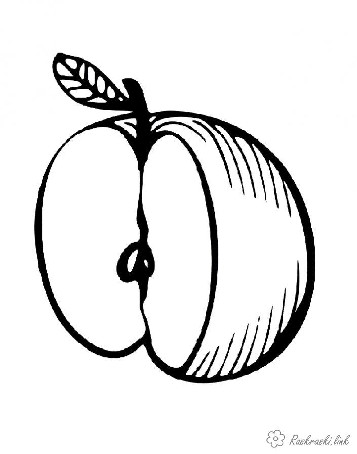 Розмальовки Яблука  Яблуко, в розрізі, кісточки, розмальовки для дітей
