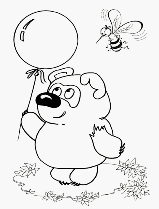 Розмальовки Вінні Пух  розфарбування звинувачуй пух, кулька, бджола