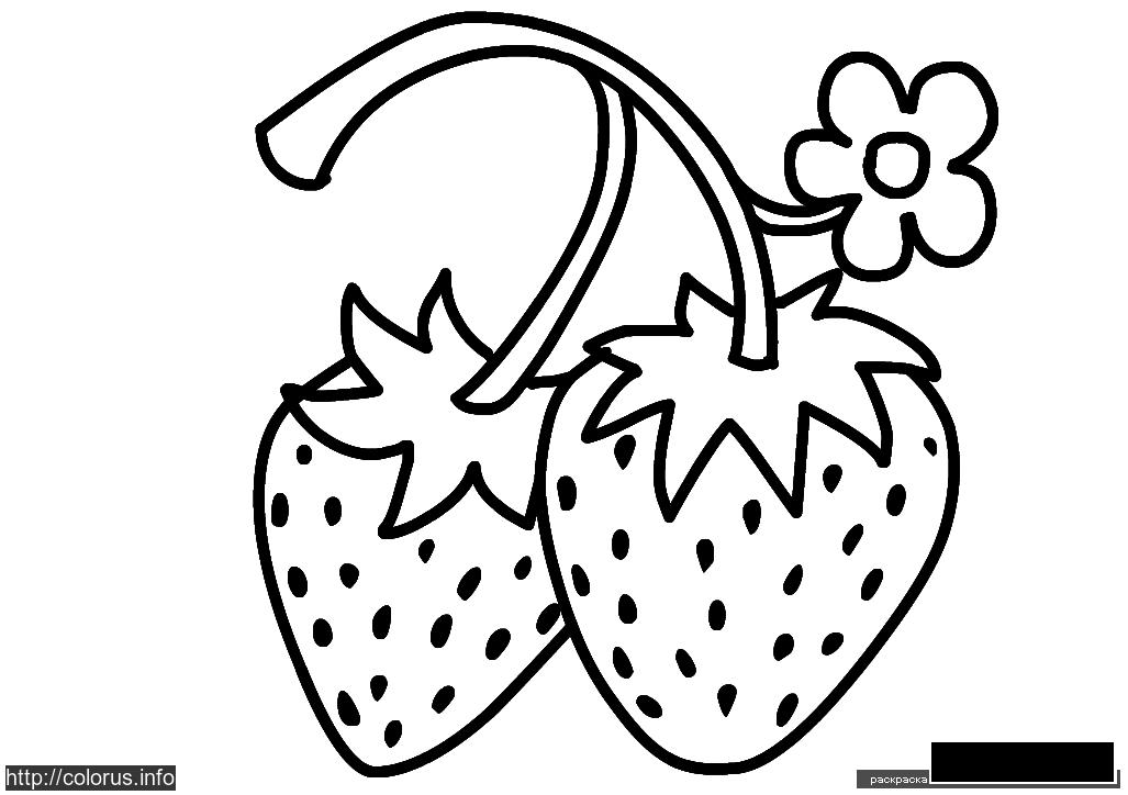 Розмальовки дітей Дві маленькі полунички і квітка, розфарбування