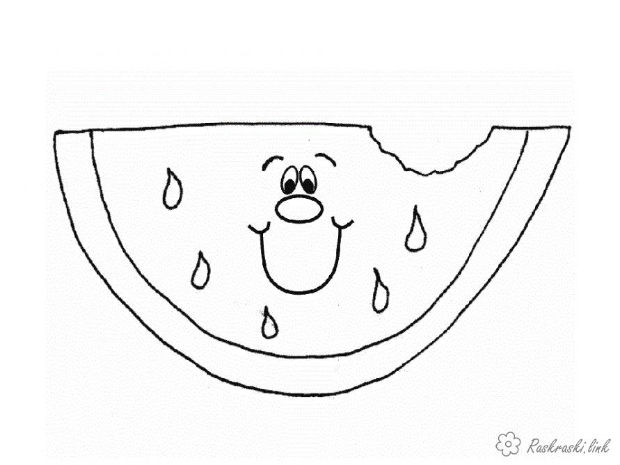Розмальовки кавун Розмальовка для маленьких дітей, смішний, радісний, кавун