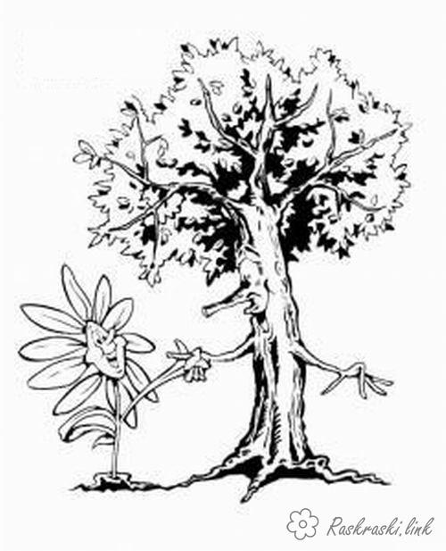 Розмальовки Дерева аскраска старе дерево молді соняшник 
