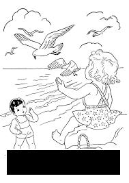 Розмальовки природа розфарбування літо море дівчинка чайки хлопчик