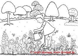 Розмальовки дівчинка розфарбування літо лійка квіти дерева дівчинка