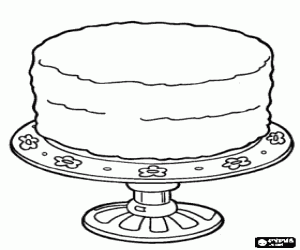 Розмальовки Торти та тістечка  розфарбування святковий торт торт на блюді 