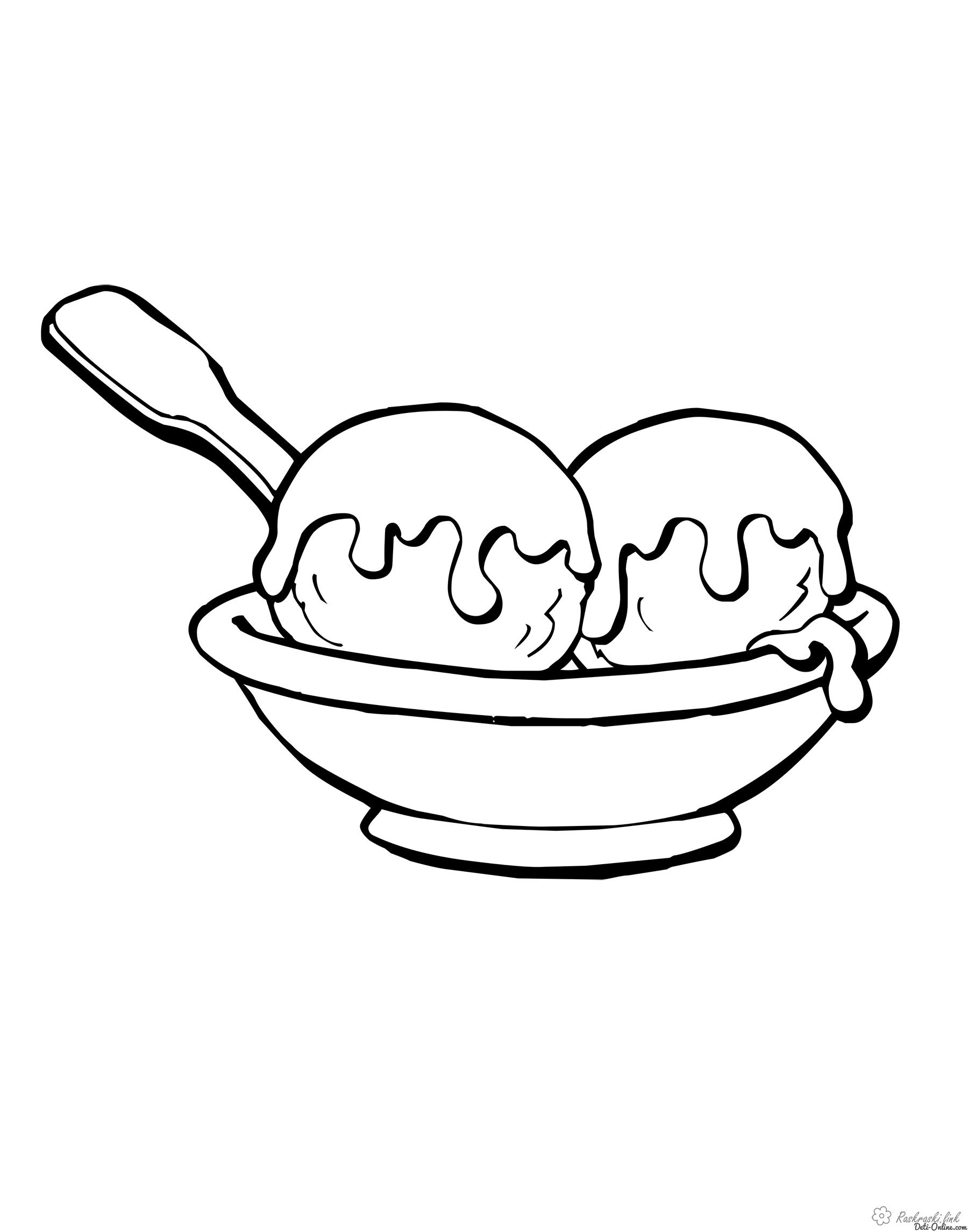Розмальовки їжа розфарбування дві кульки морозива