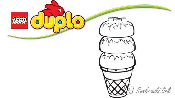 Розмальовки стаканчик Стаканчик, морозиво, три кульки, лего, розфарбування 