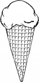 Розмальовки дитячі Вафельний ріжок вершкового морозива, розмальовки