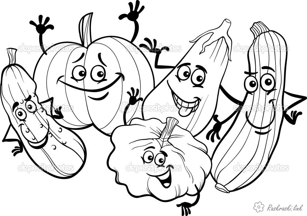 Розмальовки Овочі  Овочі, корисні для здоров'я, розмальовки дитячі