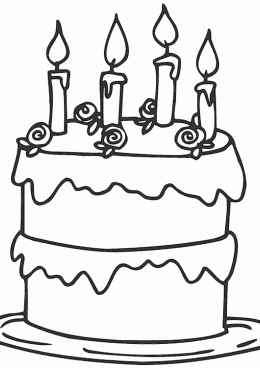 Розмальовки Торти та тістечка  Двох'ярусний, торт, з глазур'ю, з трояндочками, розфарбування