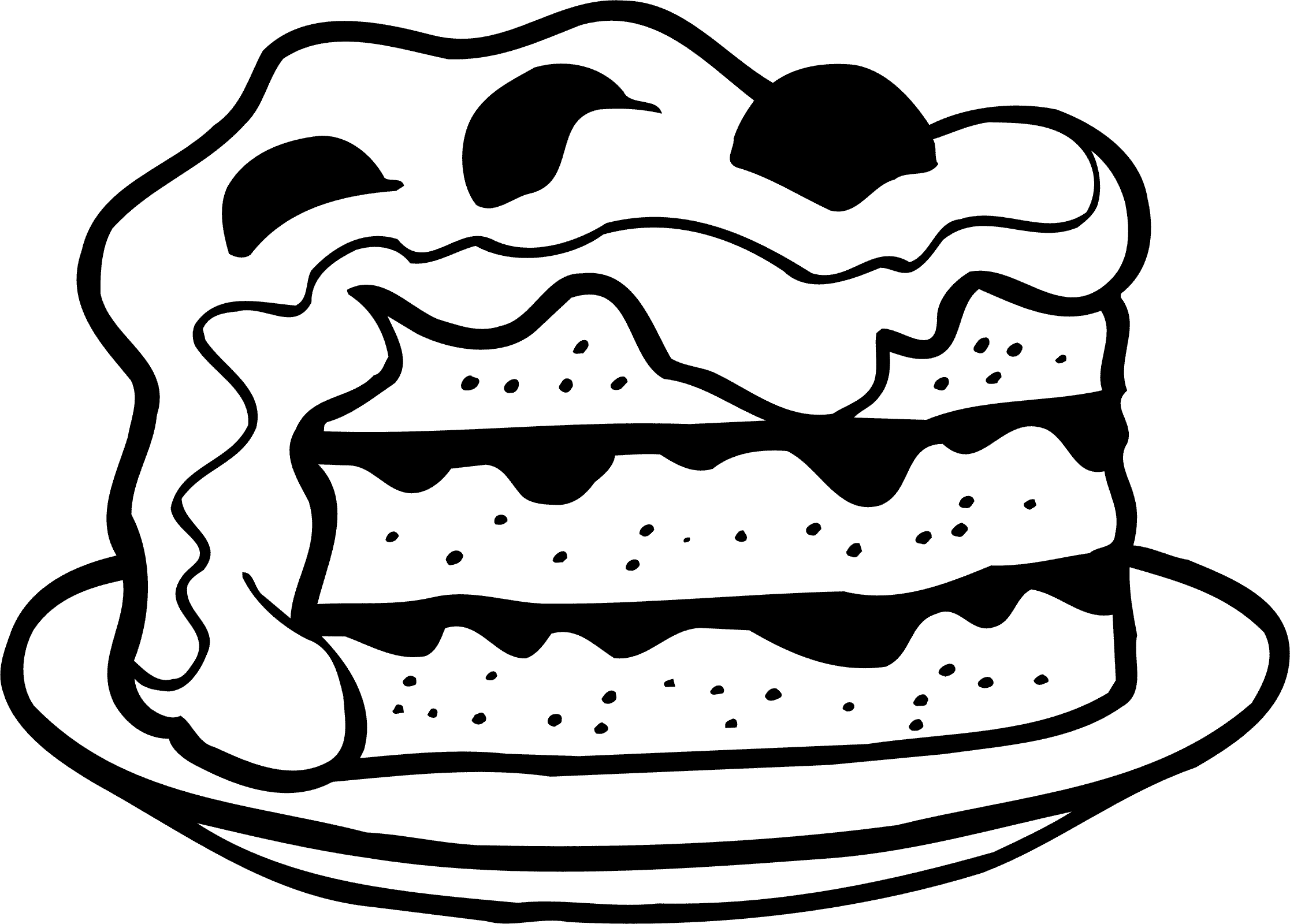 Розмальовки Торти та тістечка  Великий шматок, торт, з кремом, полуничний, розфарбування