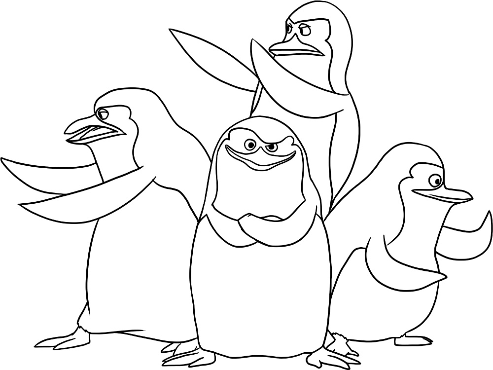 Раскраска Пингвины Мадагаскара