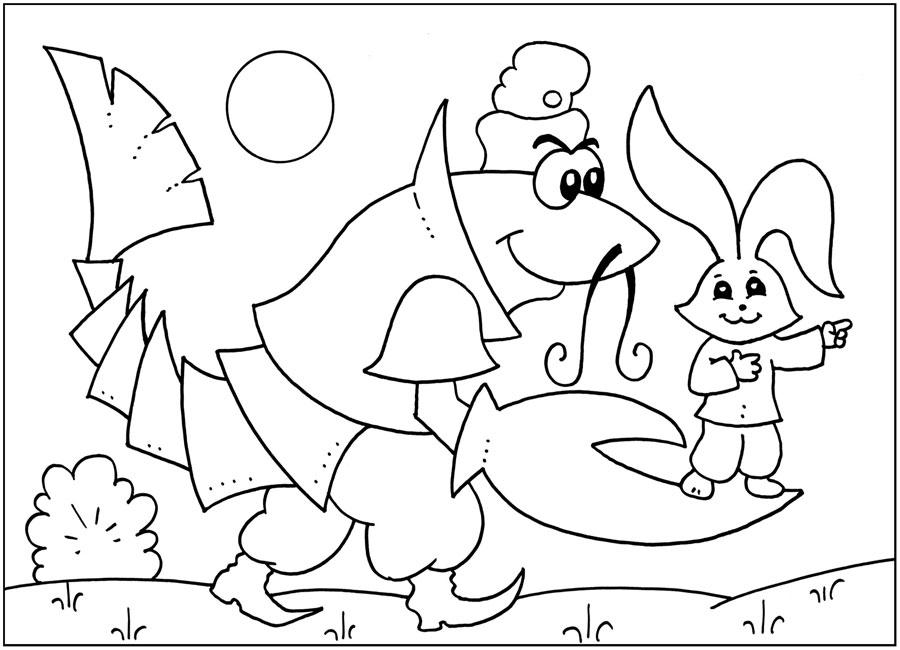 Раскраски раскраски для детей по сказкам Большой рак несет зайчонка на своих клешнях 