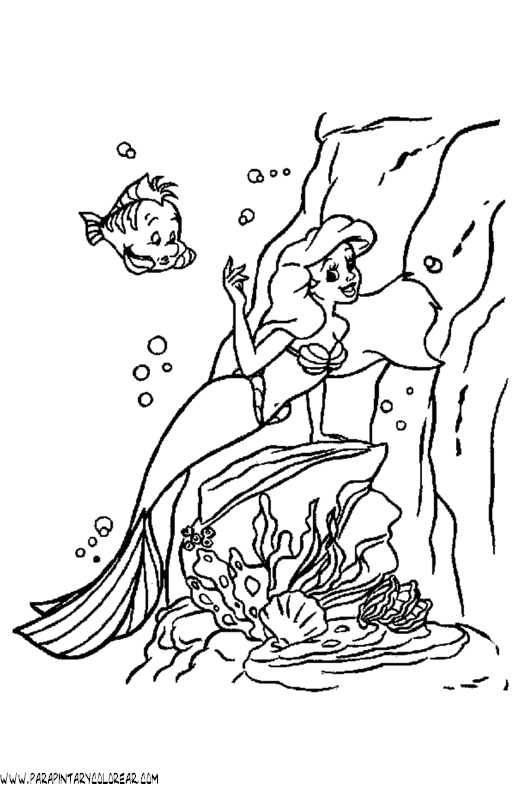 Раскраски раскраски для детей по сказкам Русалка остановилась возле морских скал а в месте с ней и рыбка