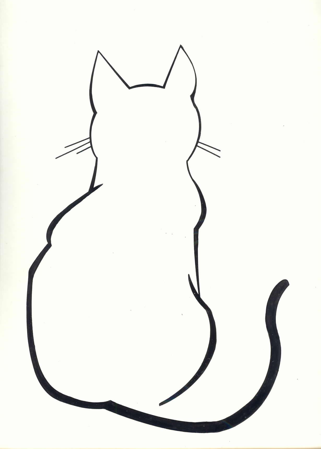Раскраски Контур кота изображения кота сзади