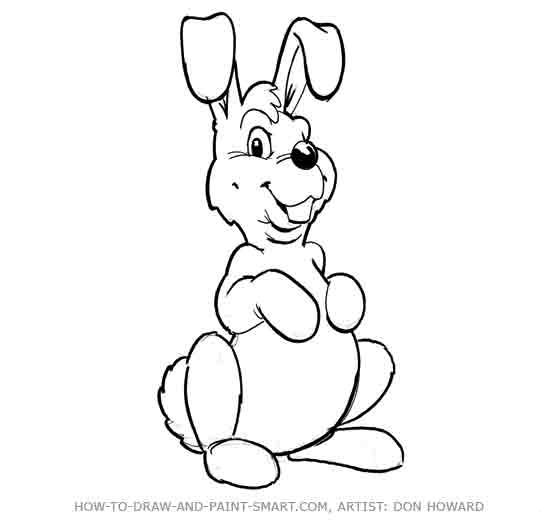 Раскраски Трафарет зайца стоящий заяц