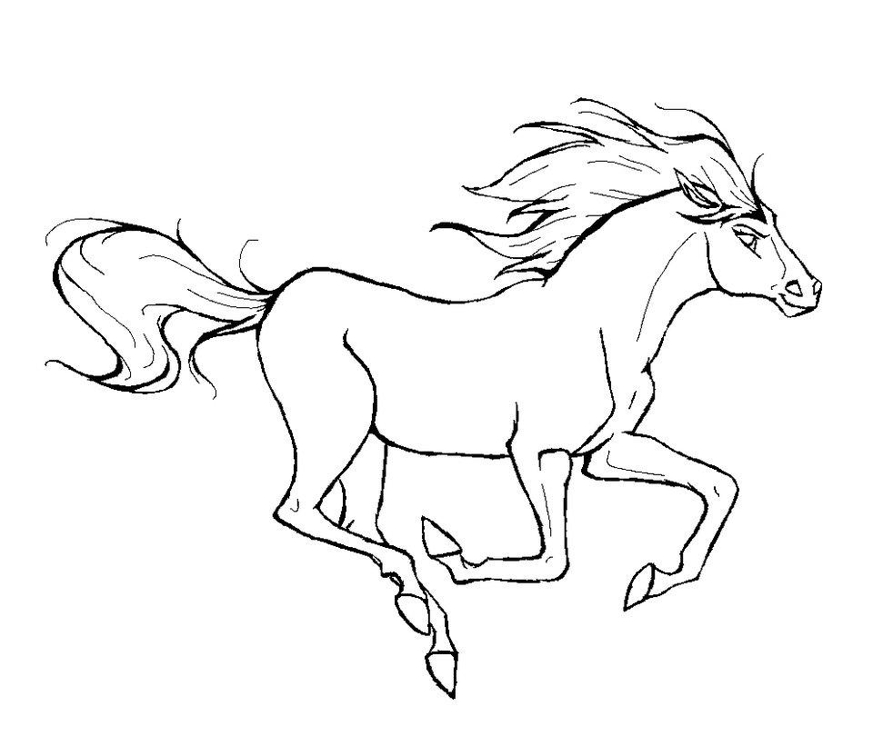 Раскраски Лошадь для вырезания лощадь бежит