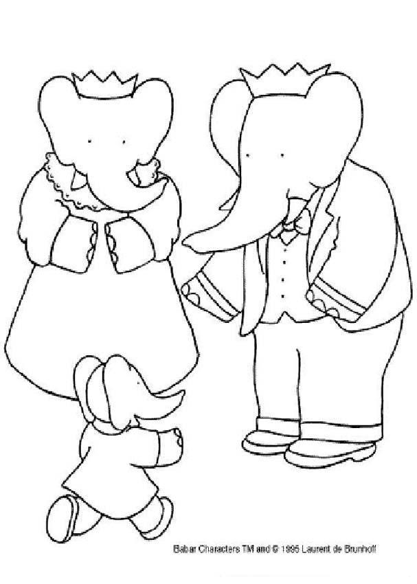 Раскраски раскраски для детей по сказкам Мама слониха и папа слон к ним бежит маленький слоненок