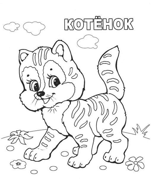Раскраски раскраски для детей по сказкам Маленький котенок полосатый как тигренок 