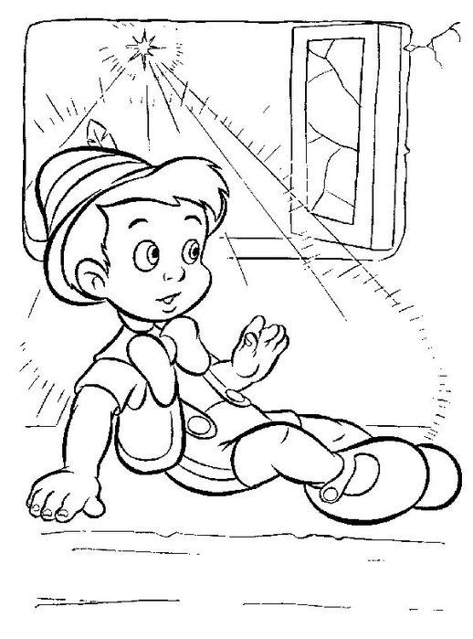 Раскраски раскраски для детей по сказкам Деревянная кукла пинокио при свете звезды превратилась в живого мальчика