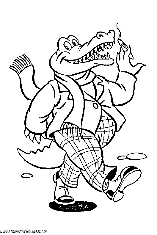 Раскраски раскраски по сказкам Чуковского Крокодил в костюме и штанах шагает держа в лапах сигарету