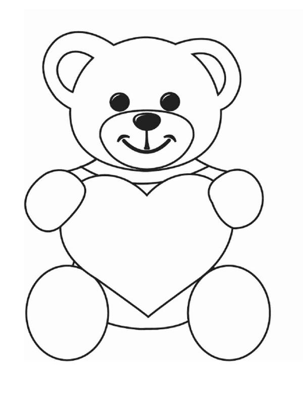 Розмальовки День Святого Валентина ведмедик серце