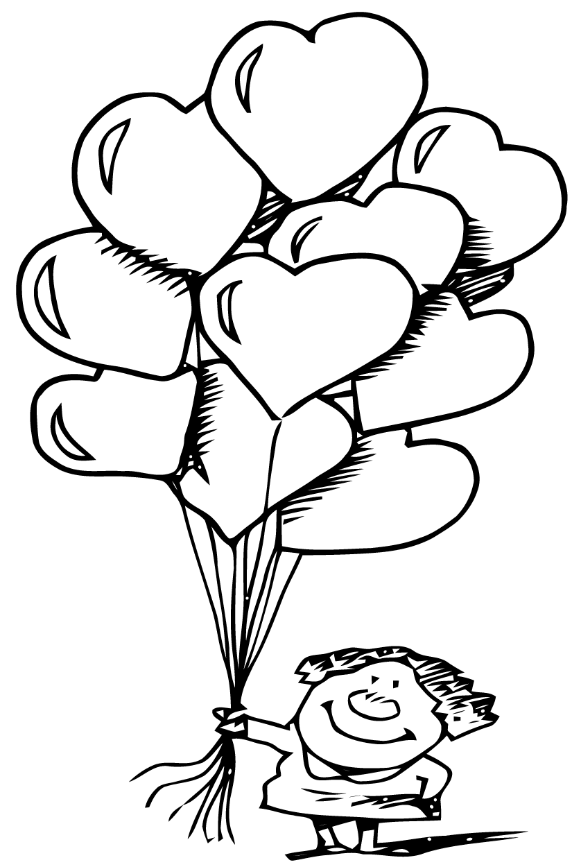 Розмальовки мальчик Мальчик с шариками
