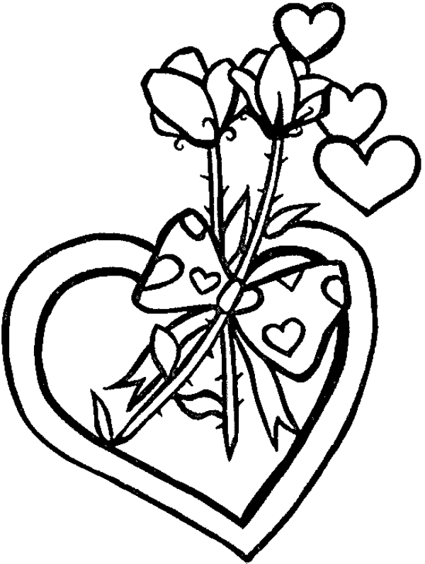 Розмальовки День Святого Валентина серце, троянди, валентинка