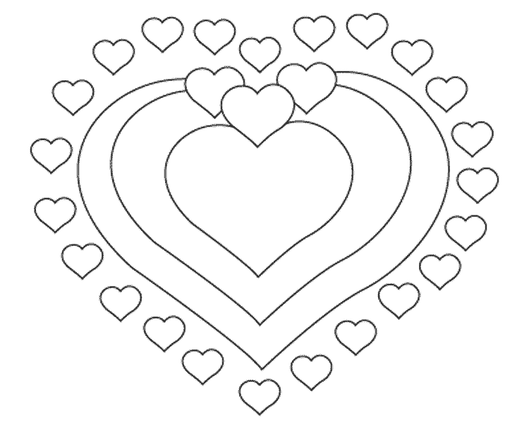 Розмальовки День Святого Валентина Серця, листівка, валентинка