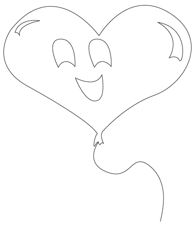 Розмальовки День Святого Валентина Шарик, серце, веселий кулька