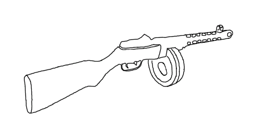 Розмальовки Зброя Розмальовка зброю ППШ пістолет кулемет Шпагіна