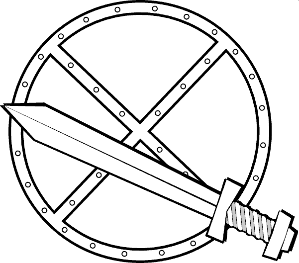 Розмальовки Зброя розфарбування щит і меч середньовічну зброю