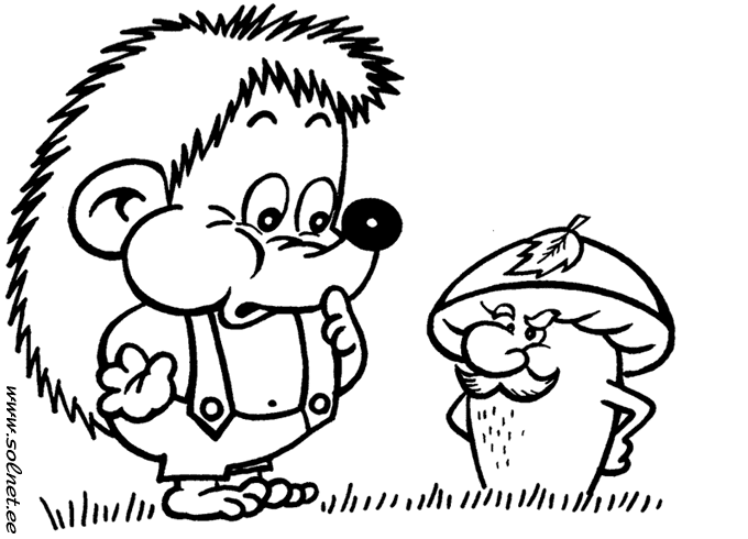 Розмальовки природа розфарбування для дітей їжачок і гриб