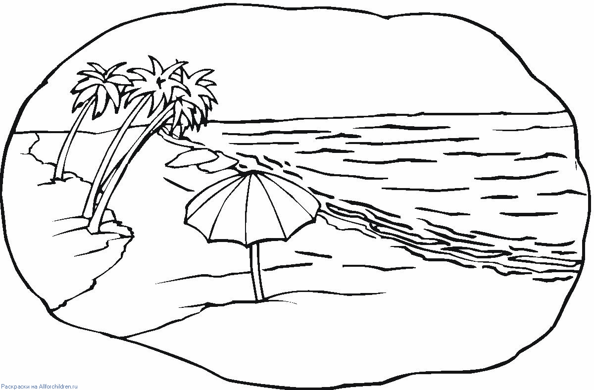 Розмальовки Відпочинок на природі Дитячі розмальовки, природа, відпочинок, відпочинок на природі, пальми, пляж, море