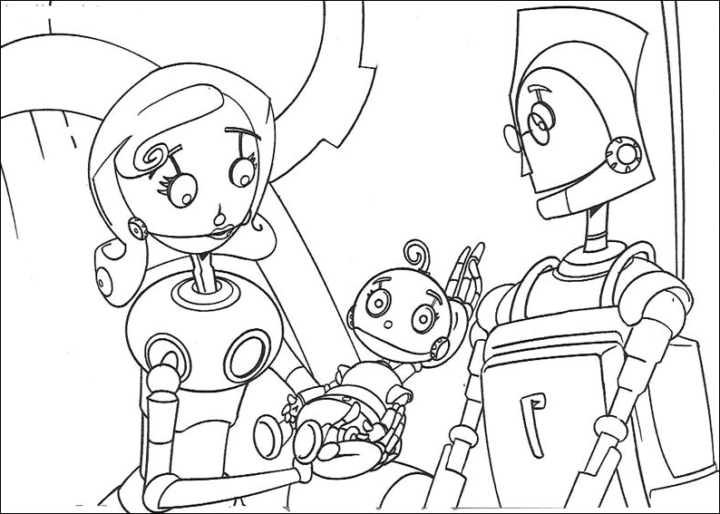 Розмальовки Роботи кіборги трансформери сім'я робото