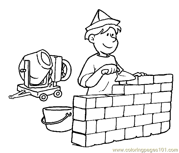 Розмальовки Будівельна техніка стройка строитель кладка кирпич