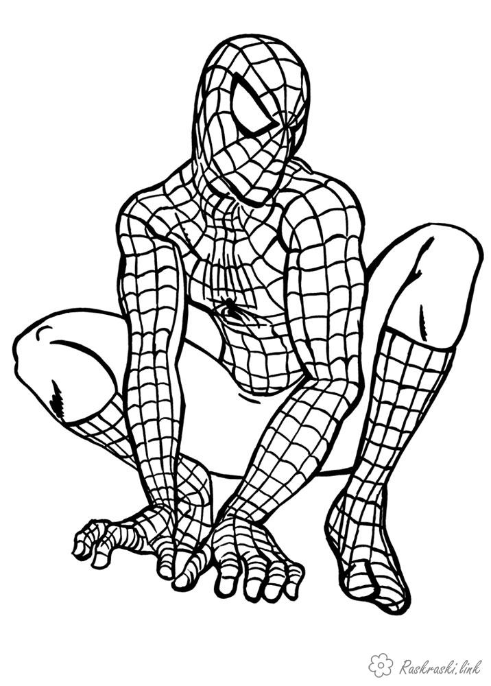 Раскраски Супергерои человек паук