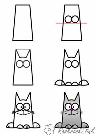 Розмальовки Як намалювати як намалювати кота