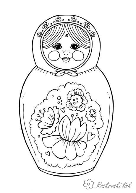 Coloring Colorize doll Matryoshka, rasskraska